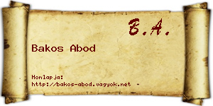 Bakos Abod névjegykártya